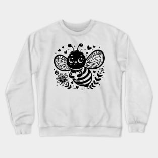 Cute Smiling Bee with Floral Heart Wings Crewneck Sweatshirt